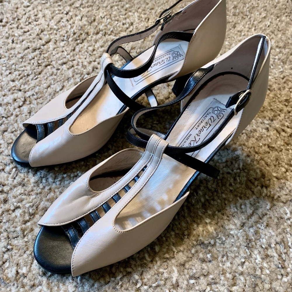 Werner Kern Holly65 Napa Beige/Napa Schwarz Ladies Dance Shoes US Size 9